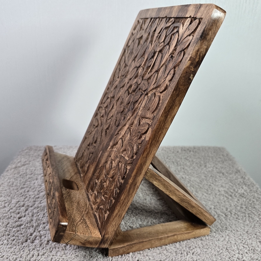 Carved Wooden Book Stand - Picture 2 of 12